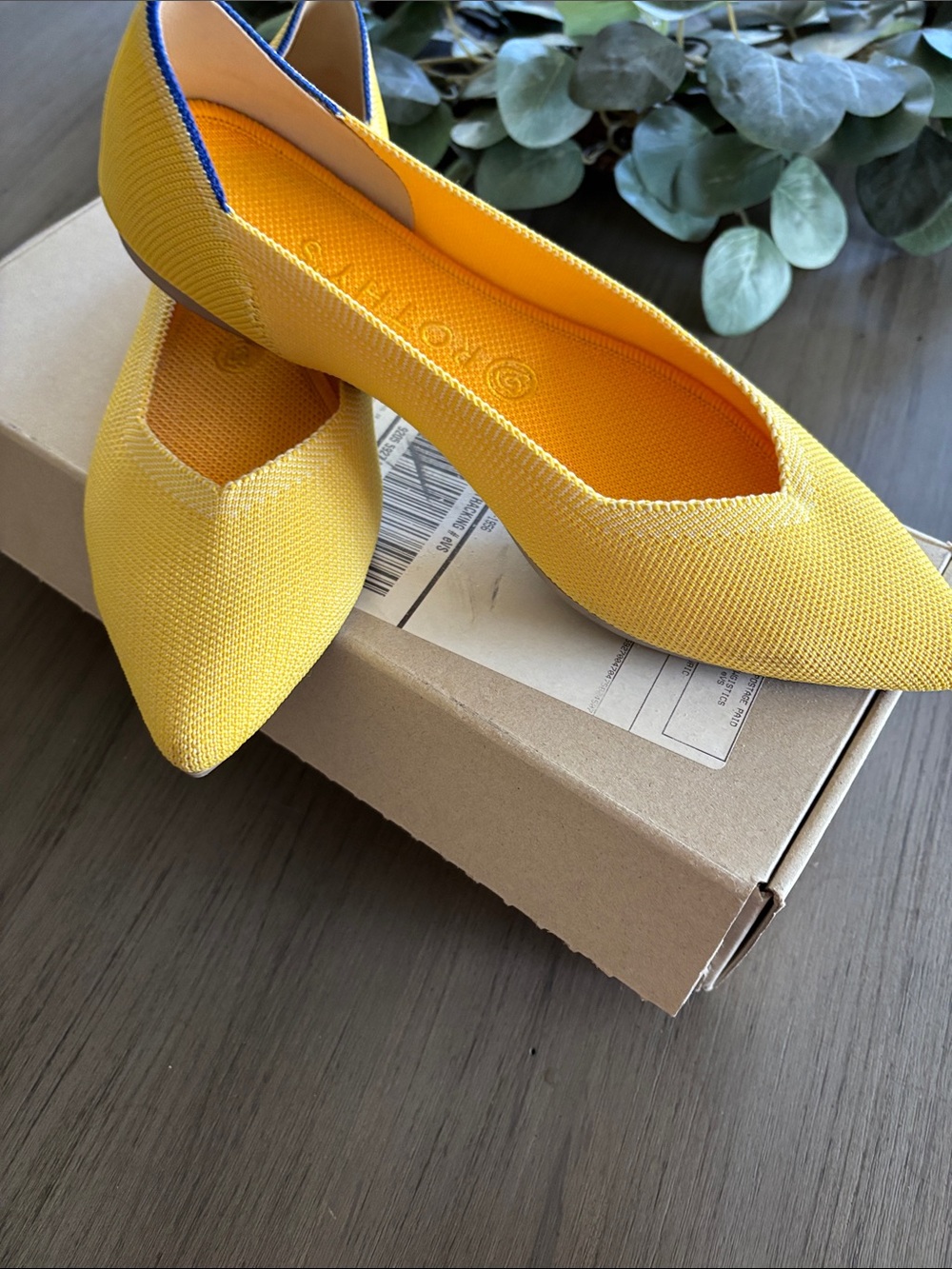 Women's Yellow Pointed Toe Slip-On Flats - Picture 2 of 4